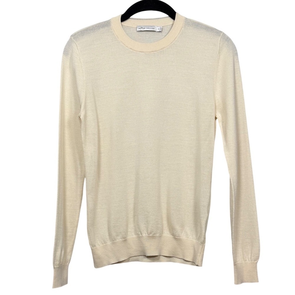 PETER MILLAR Womens Crown Soft Crew Golf Sweater Wool Silk Cashmere Ivory Size S